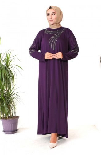 Plus Size Combed Cotton Dress 4944-03 Purple 4944-03