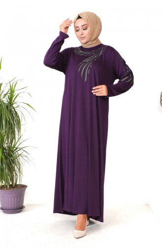 Plus Size Combed Cotton Dress 4944-03 Purple 4944-03