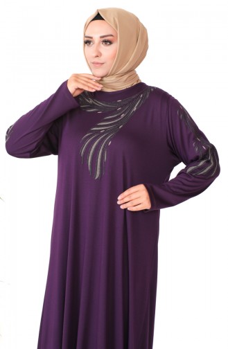 Plus Size Combed Cotton Dress 4944-03 Purple 4944-03