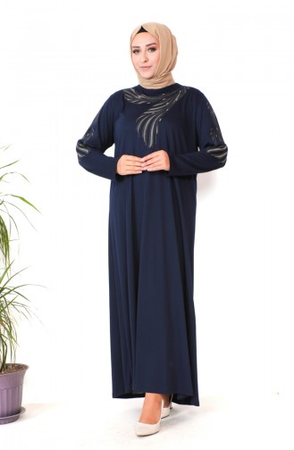 Großes Kleid Aus Gekämmter Baumwolle 4944-04 Marineblau 4944-04