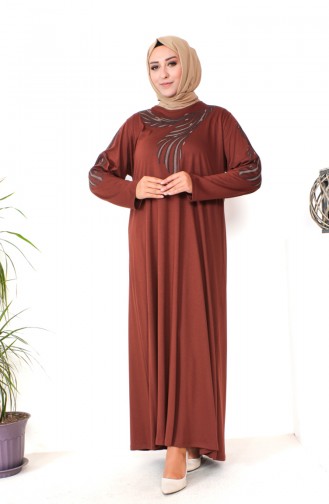 Großes Kleid Aus Gekämmter Baumwolle 4944-05 Hellbraun 4944-05