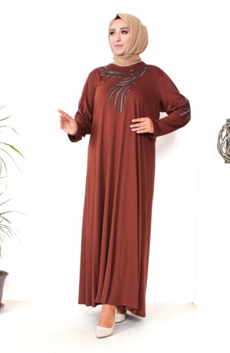 Großes Kleid Aus Gekämmter Baumwolle 4944-05 Hellbraun 4944-05