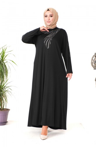 Plus Size Combed Cotton Dress 4944-06 Black 4944-06