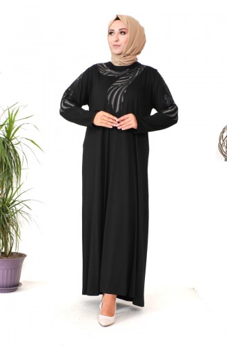 Plus Size Combed Cotton Dress 4944-06 Black 4944-06