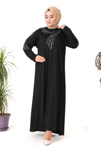 Plus Size Combed Cotton Dress 4944-06 Black 4944-06