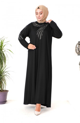 Robe Coton Peigné Grande Taille 4944-06 Noir 4944-06