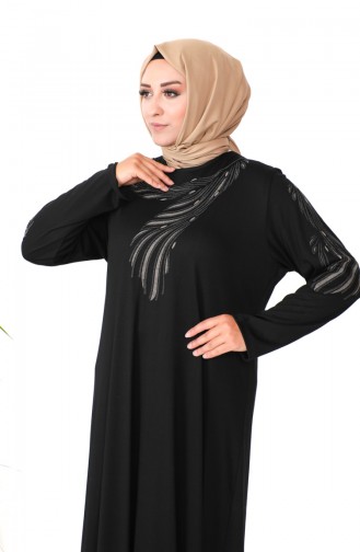 Plus Size Combed Cotton Dress 4944-06 Black 4944-06