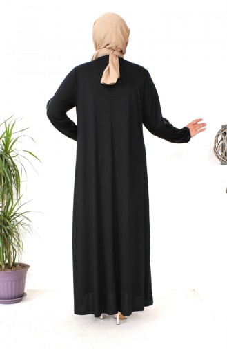 Büyük Beden Penye Elbise 4944-06 Siyah