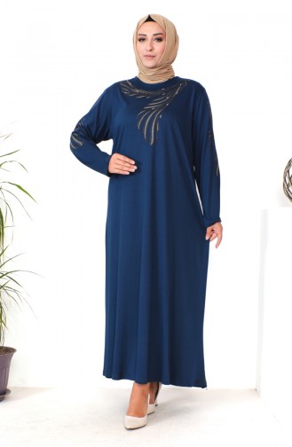 Kleid Aus Gekämmter Baumwolle In Großen Größen 4944-07 Indigo 4944-07