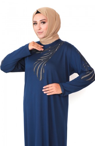 Kleid Aus Gekämmter Baumwolle In Großen Größen 4944-07 Indigo 4944-07