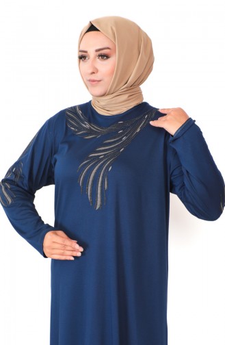 Kleid Aus Gekämmter Baumwolle In Großen Größen 4944-07 Indigo 4944-07