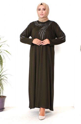 Großes Kleid Aus Gekämmter Baumwolle 4944-08 Dunkelkhaki 4944-08