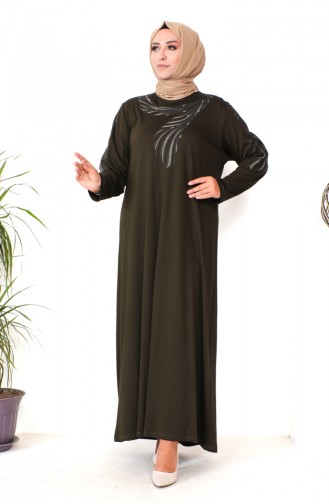 Großes Kleid Aus Gekämmter Baumwolle 4944-08 Dunkelkhaki 4944-08