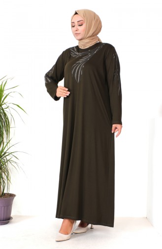Plus Size Combed Cotton Dress 4944-08 Dark Khaki 4944-08