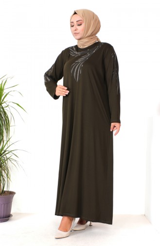 Großes Kleid Aus Gekämmter Baumwolle 4944-08 Dunkelkhaki 4944-08