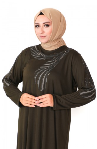 Plus Size Combed Cotton Dress 4944-08 Dark Khaki 4944-08