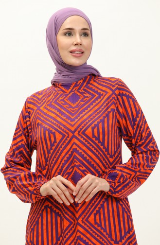 Geplooide Rok Van Viscose Met Patroon 0149-01 Oranje 0149-01