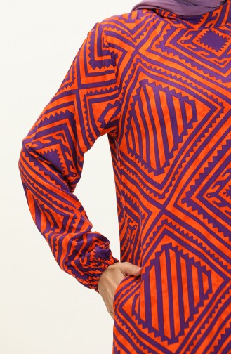 Geplooide Rok Van Viscose Met Patroon 0149-01 Oranje 0149-01