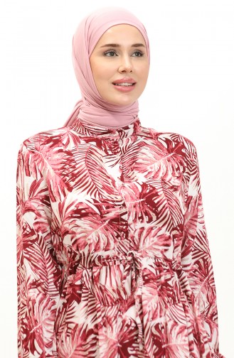 Palm Patterned Viscose Dress 0231-01 Dusty Rose 0231-01