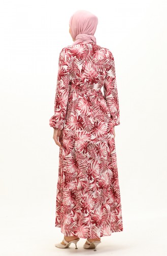 Palm Patterned Viscose Dress 0231-01 Dusty Rose 0231-01