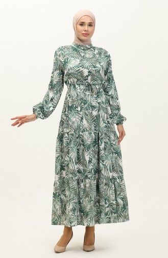 فستان فيسكوز بتصميم شجرة نخيل 0231-03 لون أخضر 0231-03