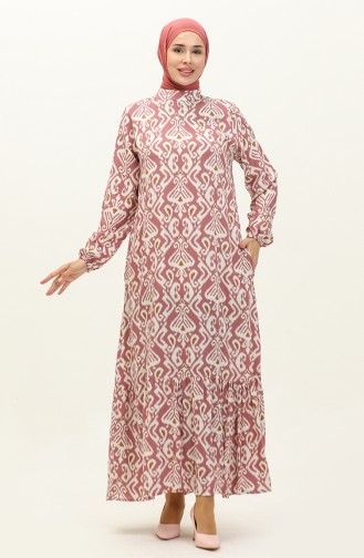 Patterned Viscose Dress 0232-01 Dusty Rose 0232-01