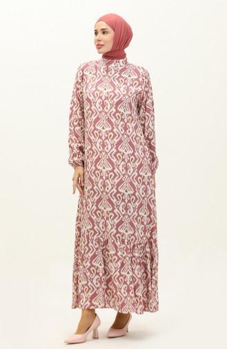 Patterned Viscose Dress 0232-01 Dusty Rose 0232-01