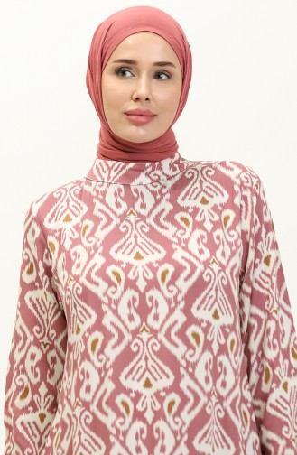 Patterned Viscose Dress 0232-01 Dusty Rose 0232-01