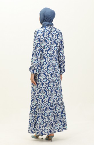 فستان فيسكوز بتصميم مُطبع 0232-02 لون أزرق 0232-02