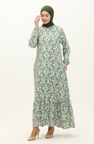 Robe Viscose à Motifs 0232-03 Vert 0232-03