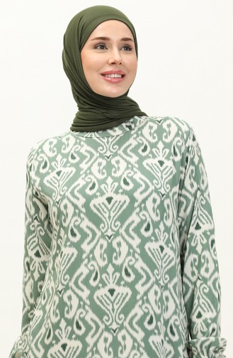 Robe Viscose à Motifs 0232-03 Vert 0232-03