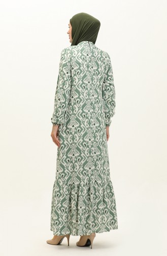 فستان فيسكوز بتصميم مُطبع 0232-03 لون أخضر 0232-03