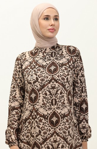 Patterned Viscose Dress 0235-01 Brown 0235-01