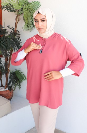 Plus Size Hooded Tunic 1301-02 Dusty Rose 1301-02