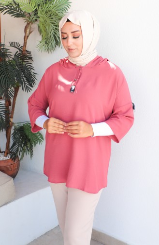 Plus Size Hooded Tunic 1301-02 Dusty Rose 1301-02