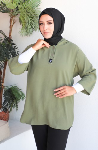 Plus Size Hooded Tunic 1301-03 Khaki 1301-03