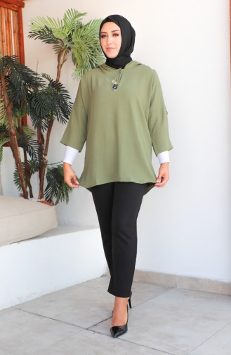 Plus Size Hooded Tunic 1301-03 Khaki 1301-03