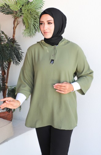 Plus Size Hooded Tunic 1301-03 Khaki 1301-03