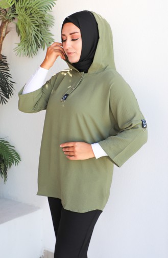 Plus Size Hooded Tunic 1301-03 Khaki 1301-03