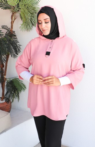 Plus Size Hooded Tunic 1301-05 Powder 1301-05