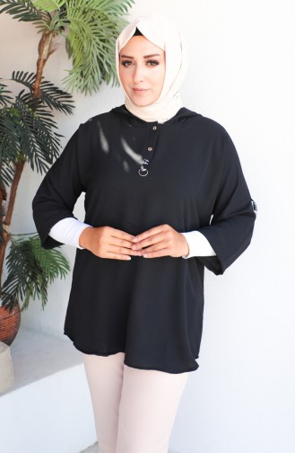 Plus Size Hooded Tunic 1301-06 Black 1301-06