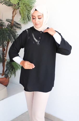 Plus Size Hooded Tunic 1301-06 Black 1301-06