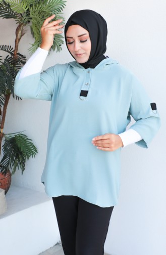 Plus Size Hooded Tunic 1301-07 Green 1301-07