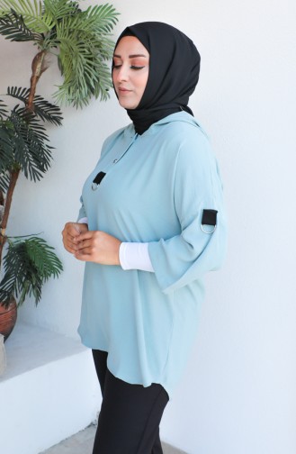 Plus Size Hooded Tunic 1301-07 Green 1301-07