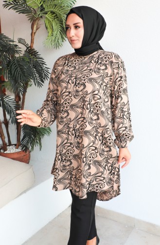 Tunique Viscose à Motifs Grande Taille 1401-02 Vison 1401-02