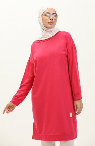 Yırtmaçlı Spor Tunik 0065-04 Fuşya