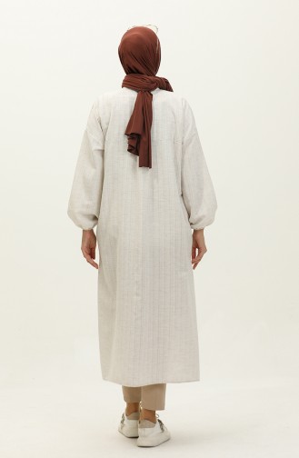 Lange Tunika Aus Besticktem Leinen 24Y9043-10 Creme 24Y9043-10