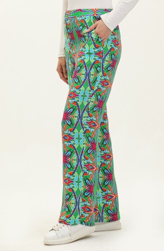 Patterned Viscose Trousers 0143-06 Green Sax 0143-06