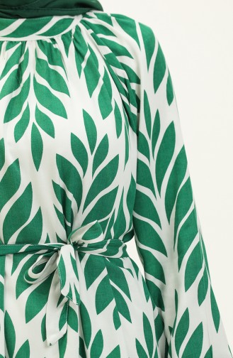 Yaprak Desenli Tunik Pantolon İkili Takım 0230-03 Yeşil Beyaz