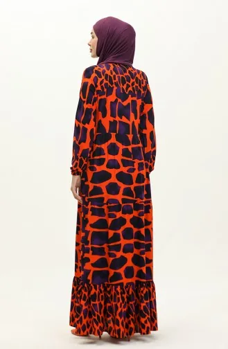 Robe Viscose Garnie De Couleurs 0146-01 Orange Pourpre 0146-01